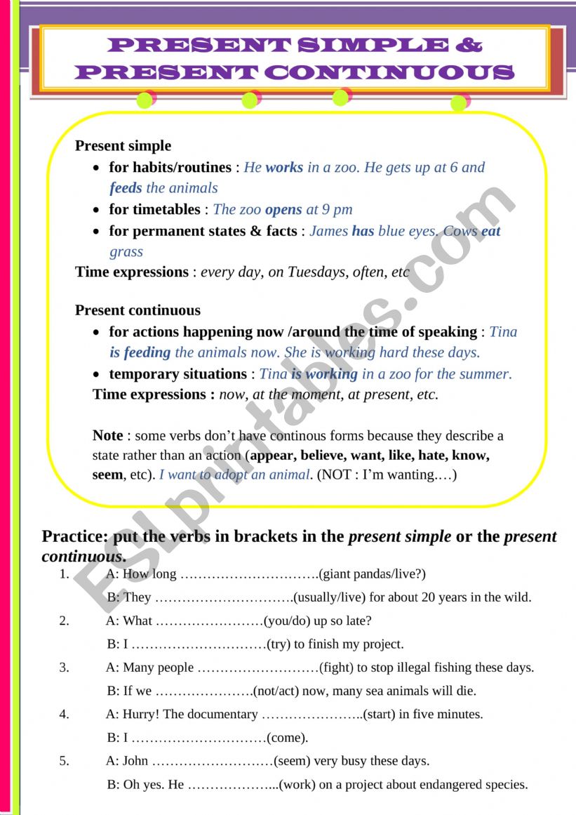 Present Simple & Present Continuous