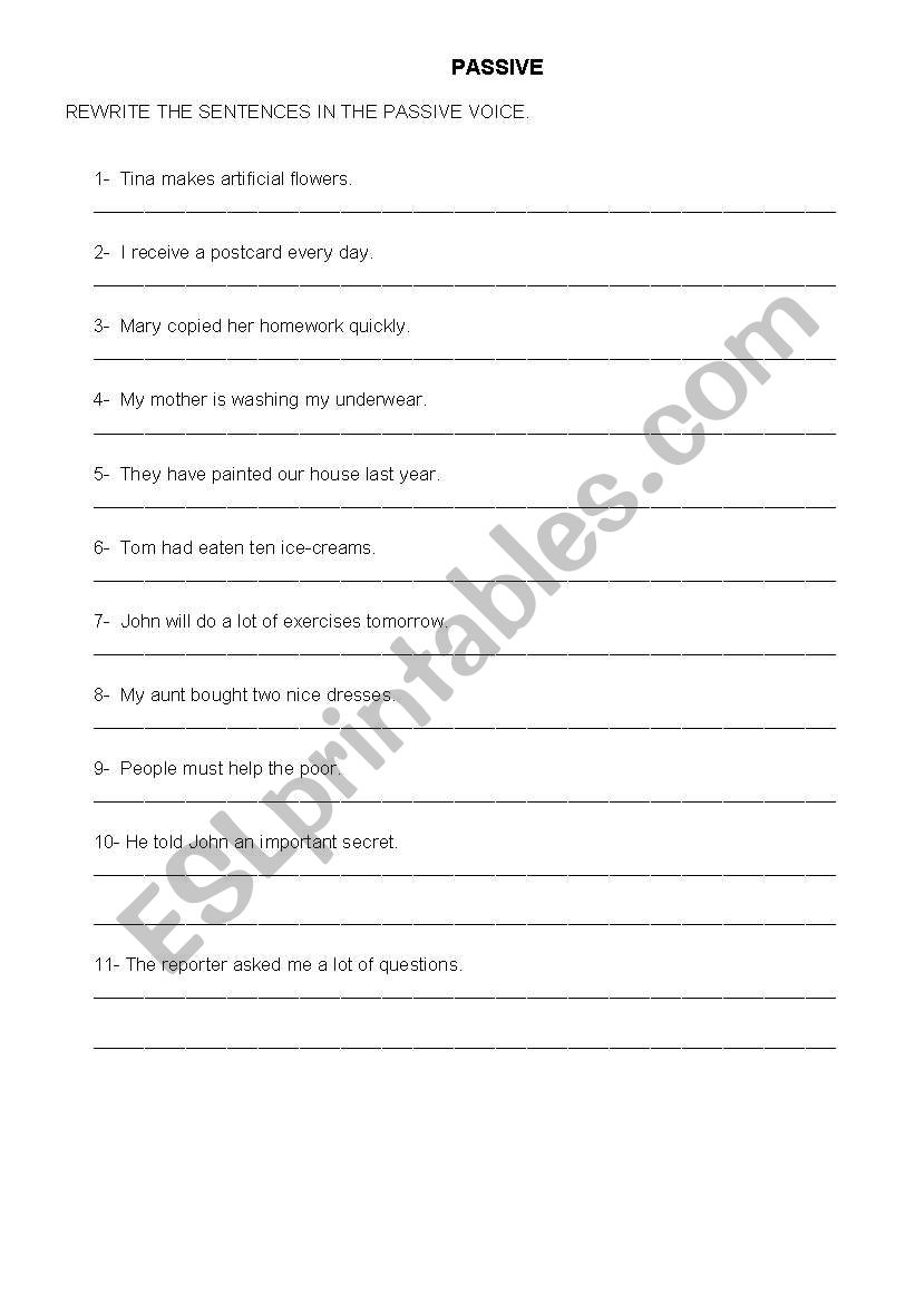 Passive voice worksheet
