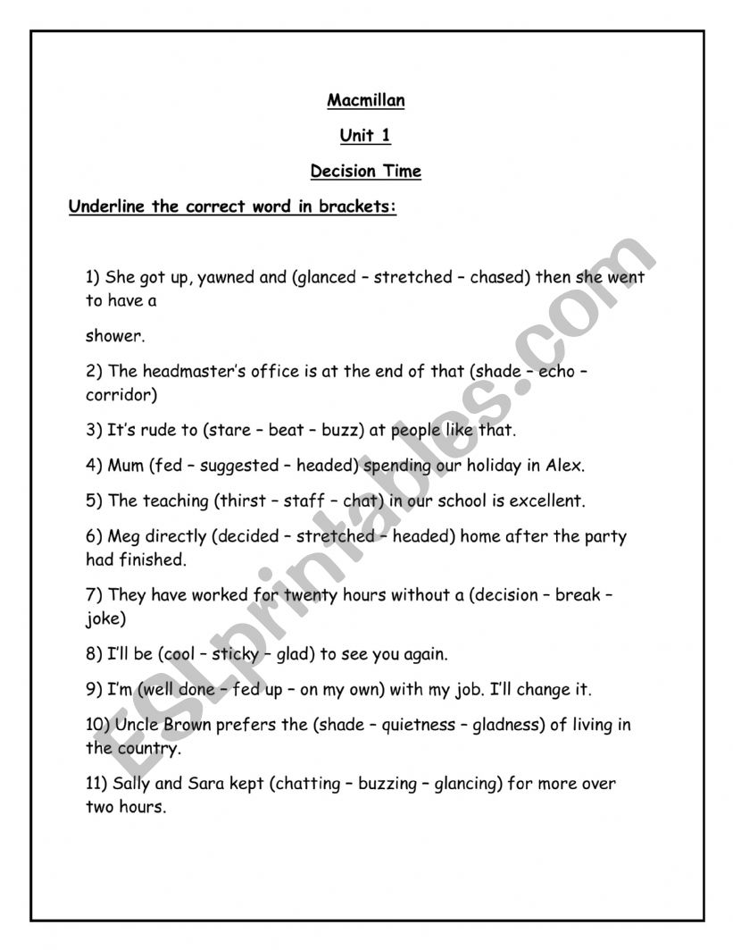 macmillan unit 1 worksheet