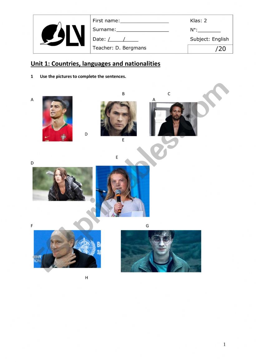Countries and nationalities worksheet