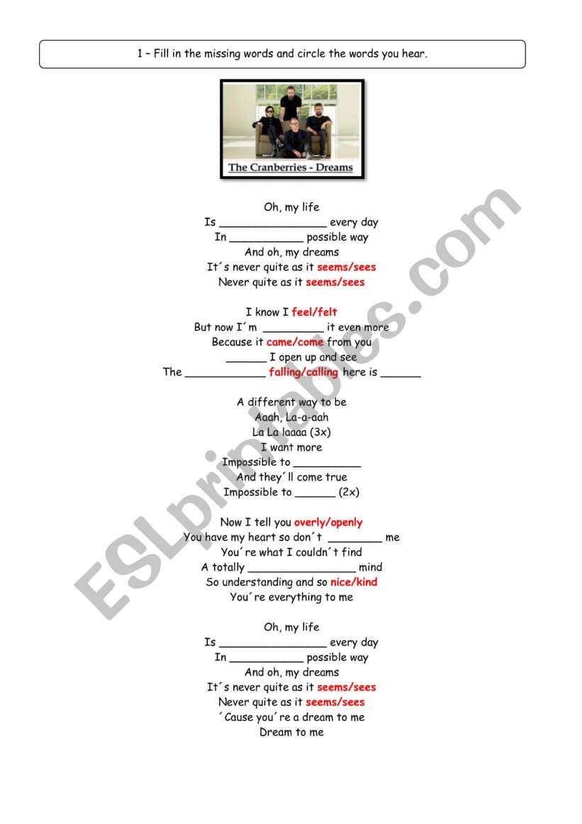 dreams worksheet