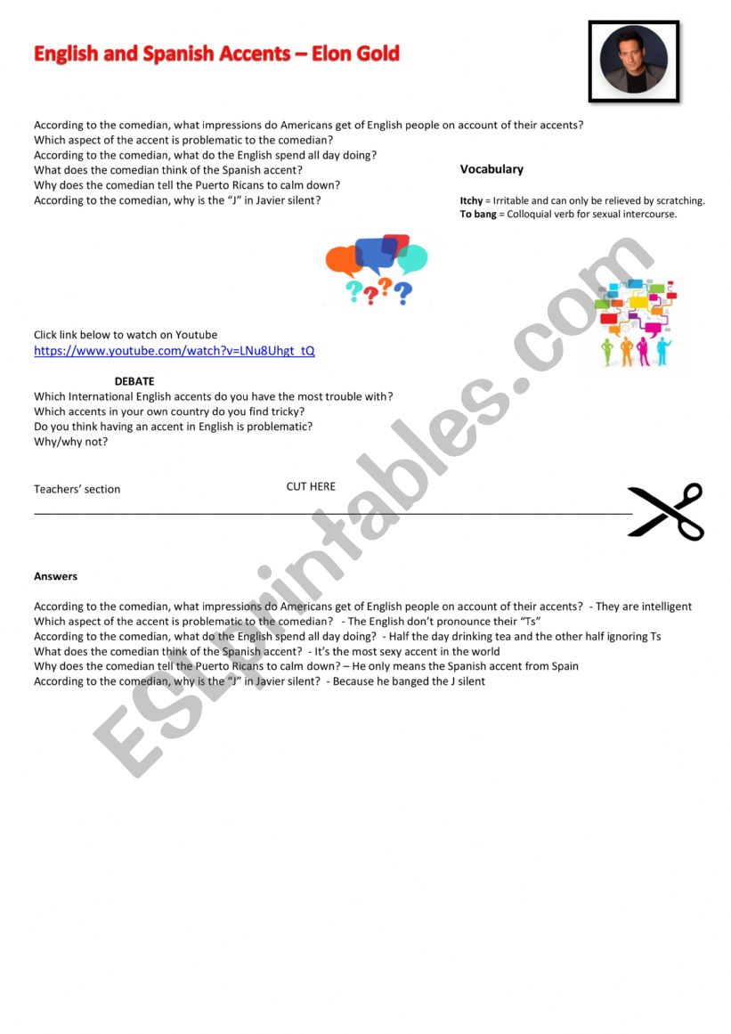 English and Spanish Accents - Video Worksheet