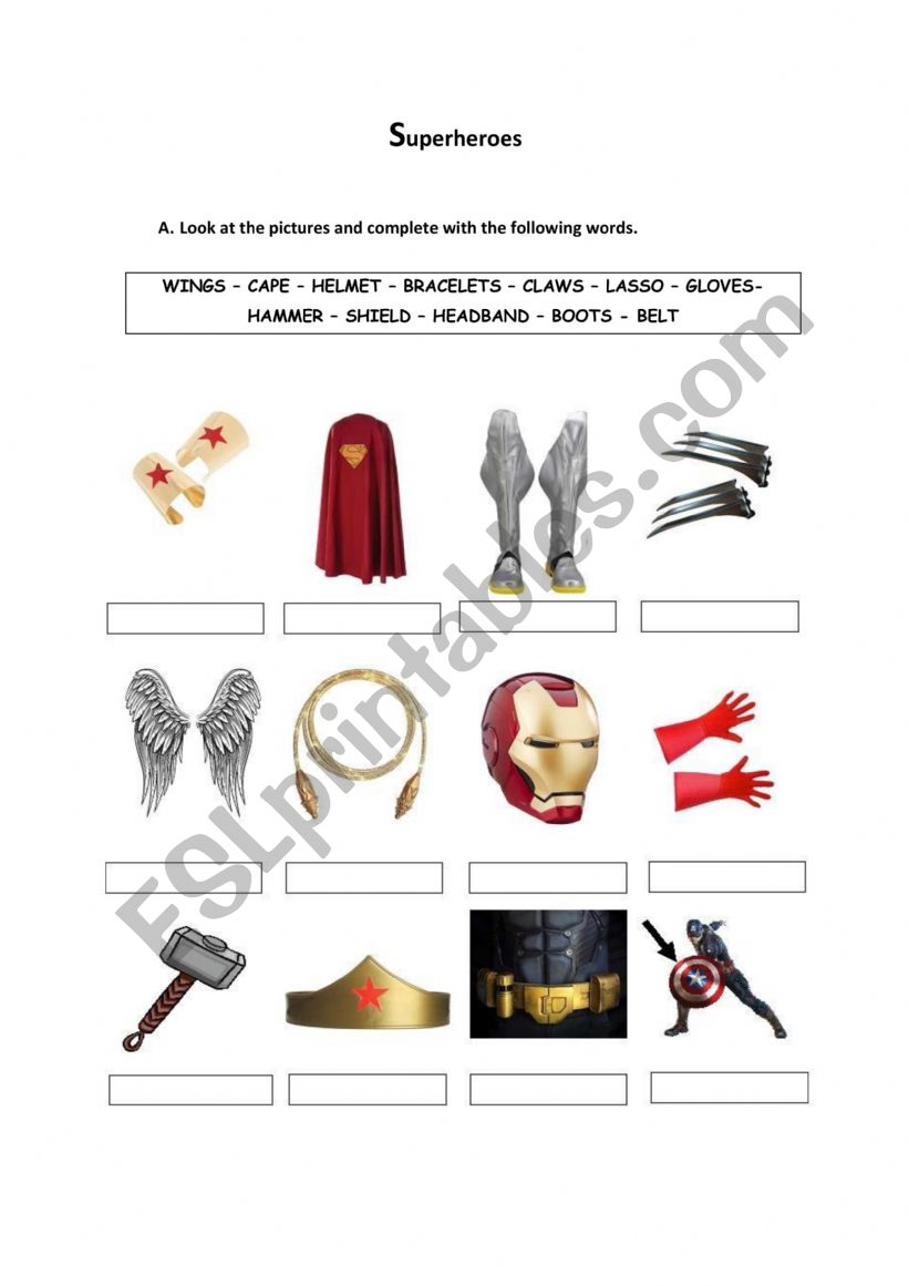 SUPERHEROES OUTFIT AND ACCESORIES