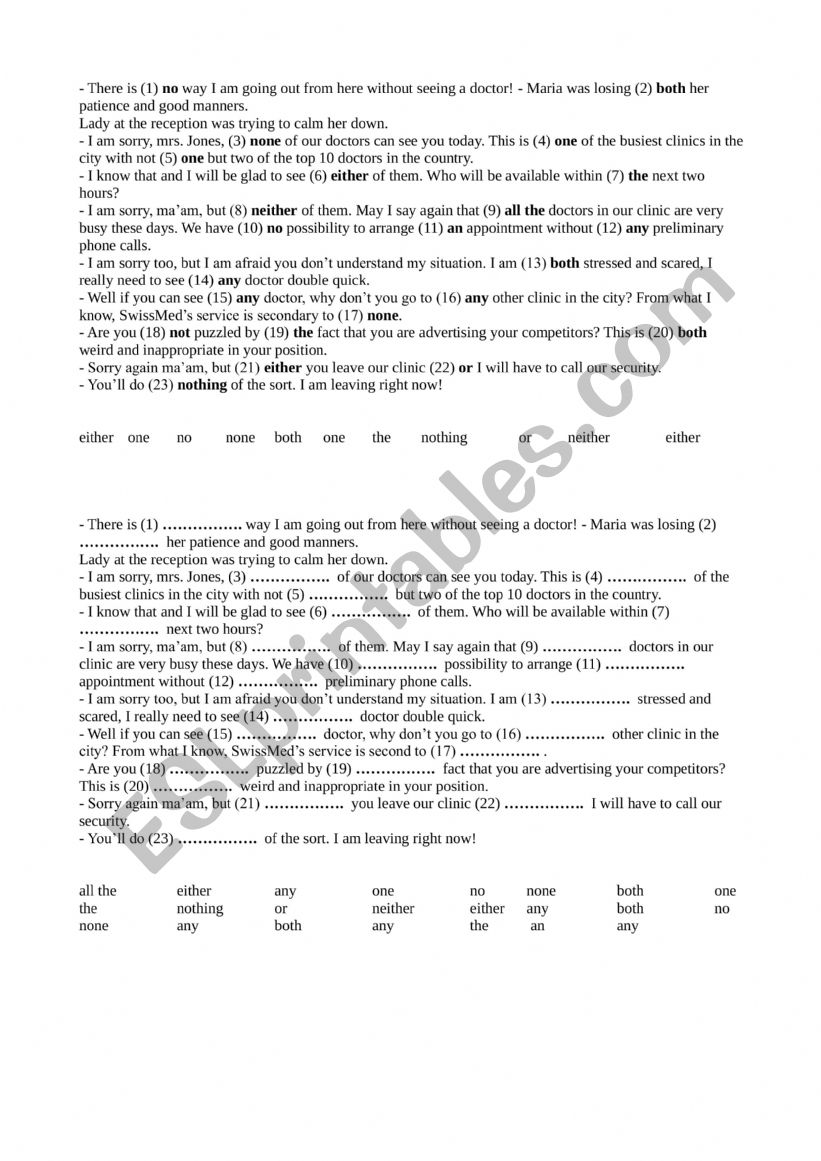 both, either, neither, none worksheet