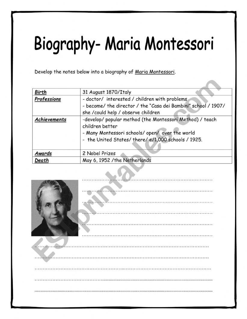 biography writing esl