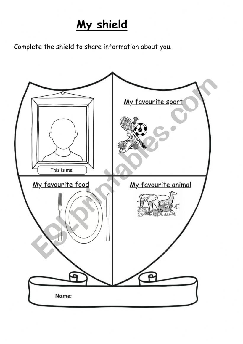 My shield - icebreaker worksheet