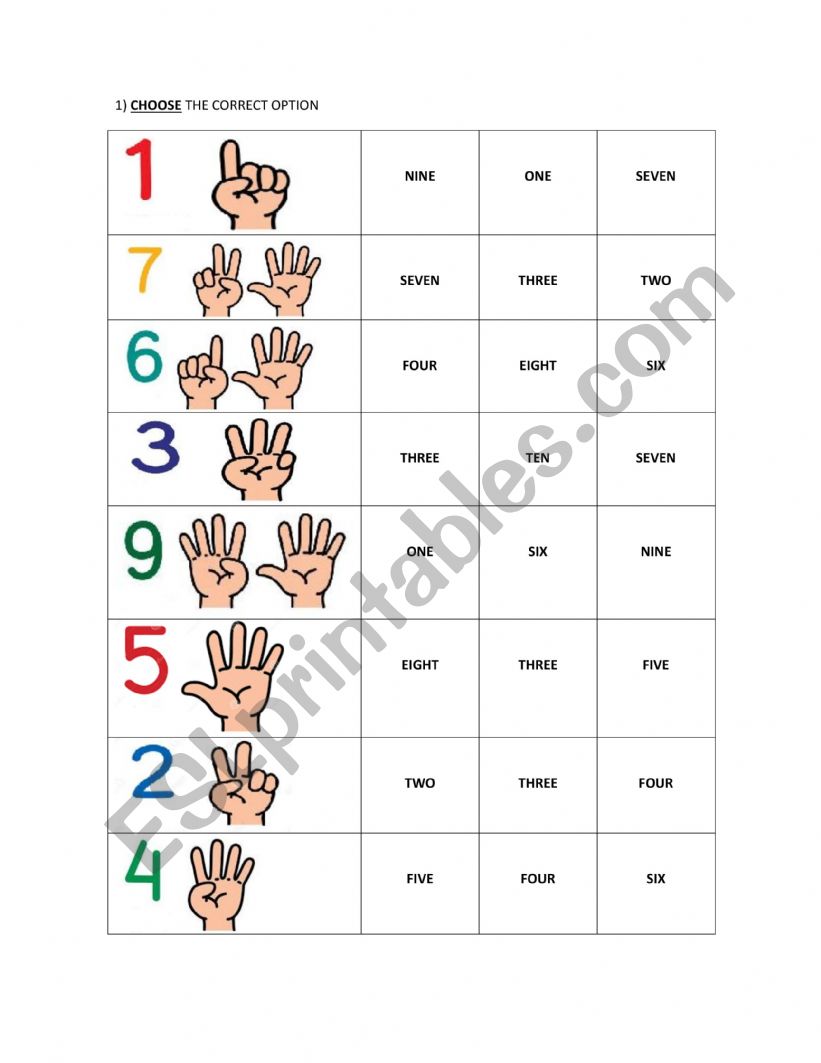 Numbers worksheet