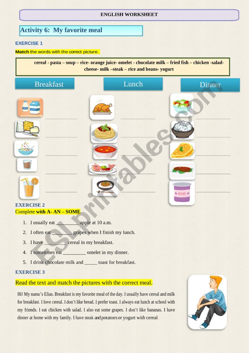 MY FAVORITE MEAL worksheet