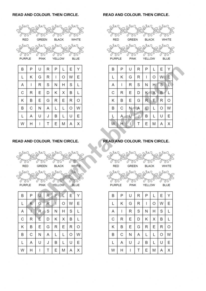 Colours worksheet