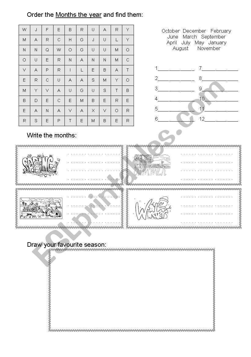 The Months & Seasons worksheet