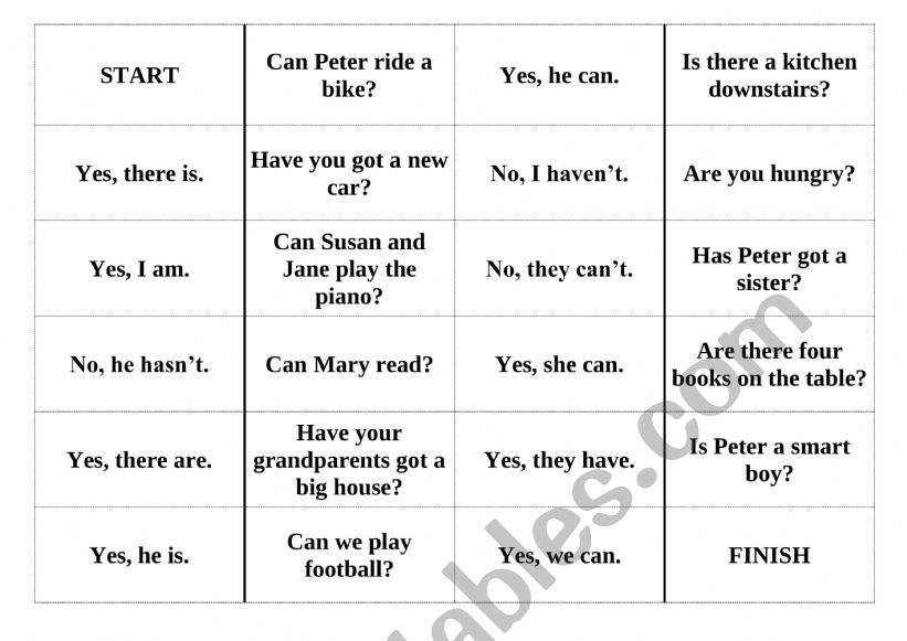 Short answers - to be, can, have, 