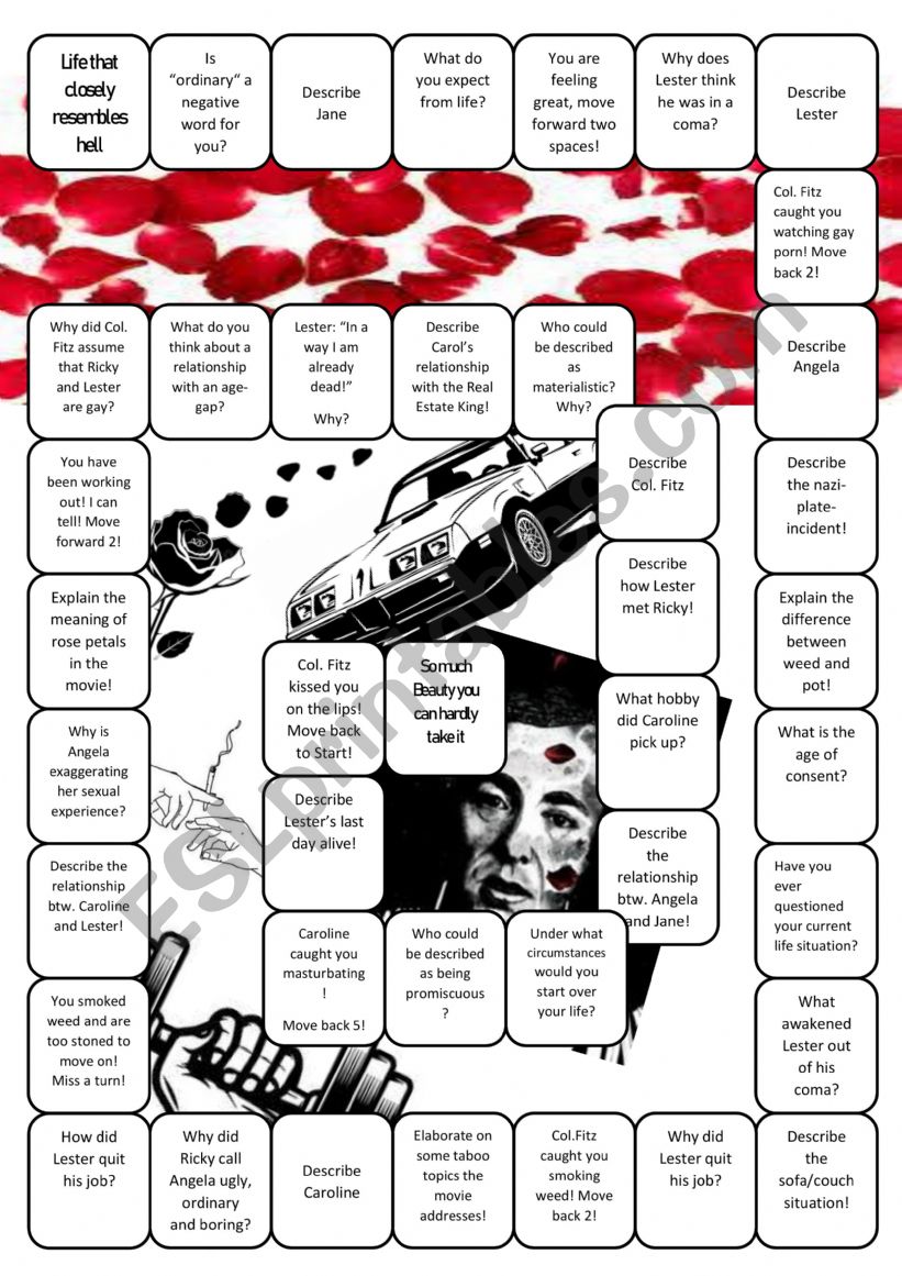 Board Game American Beauty worksheet