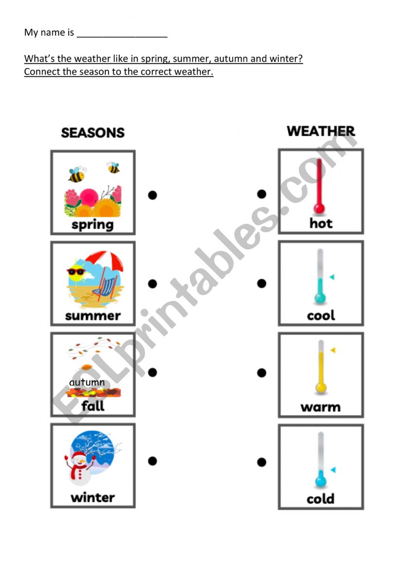 Seasons and temperature worksheet