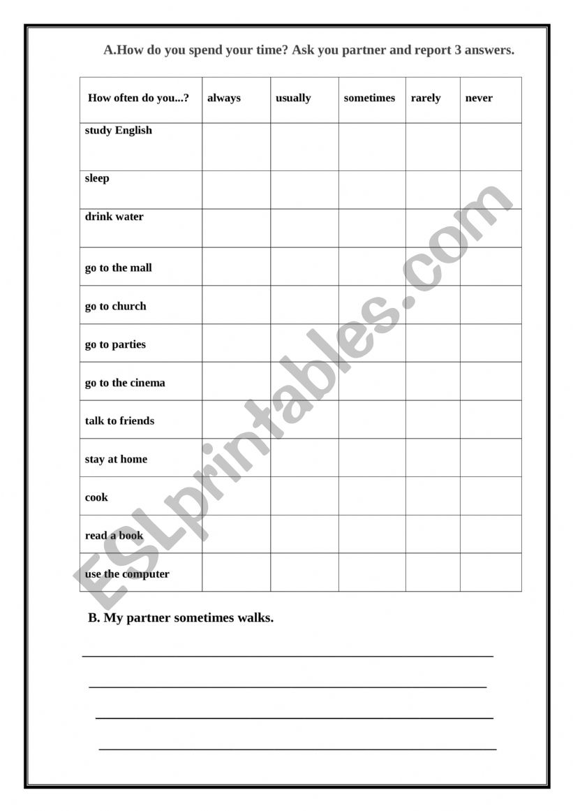 Adverbs of Frequency worksheet