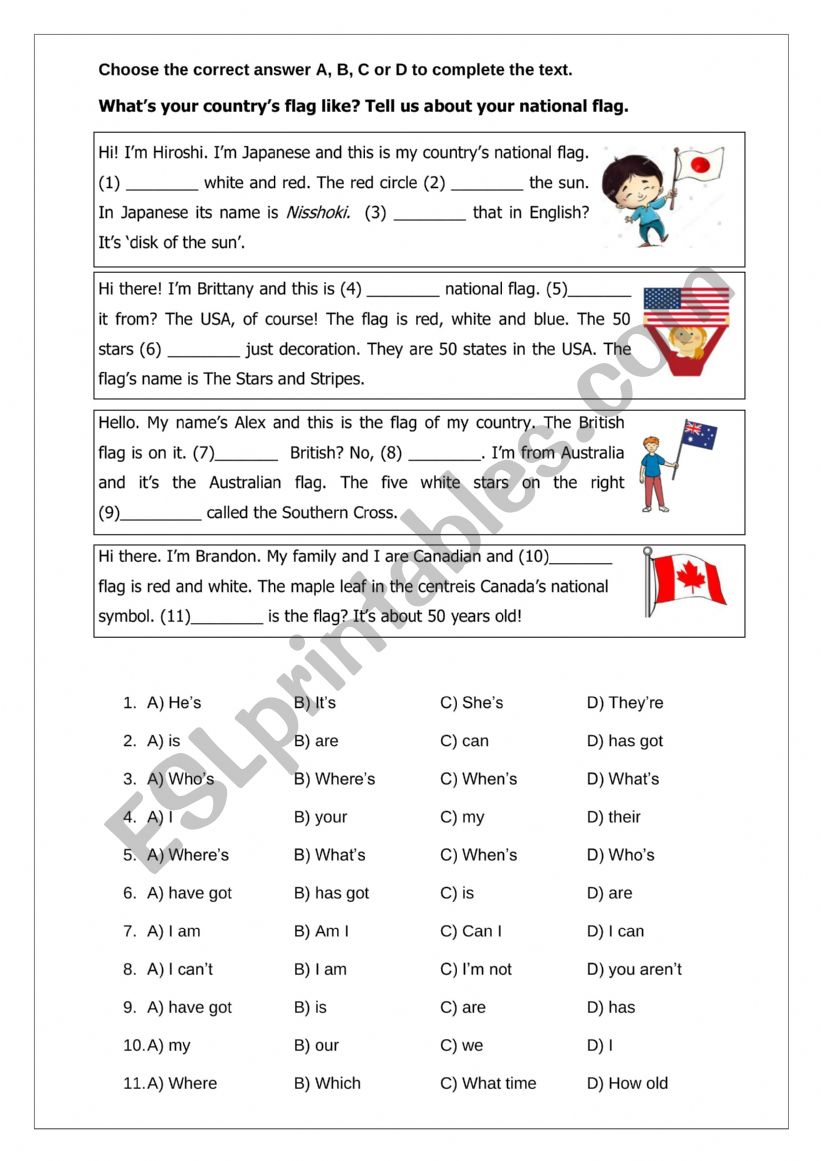 flags worksheet