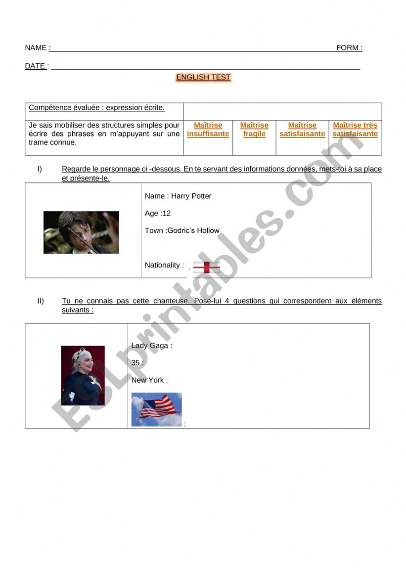 test simple present worksheet