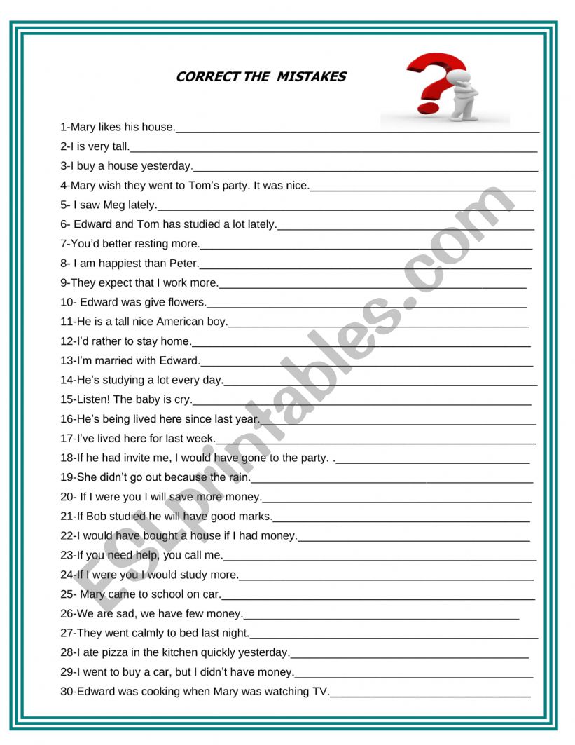 CORRECT THE MISTAKES 2 worksheet