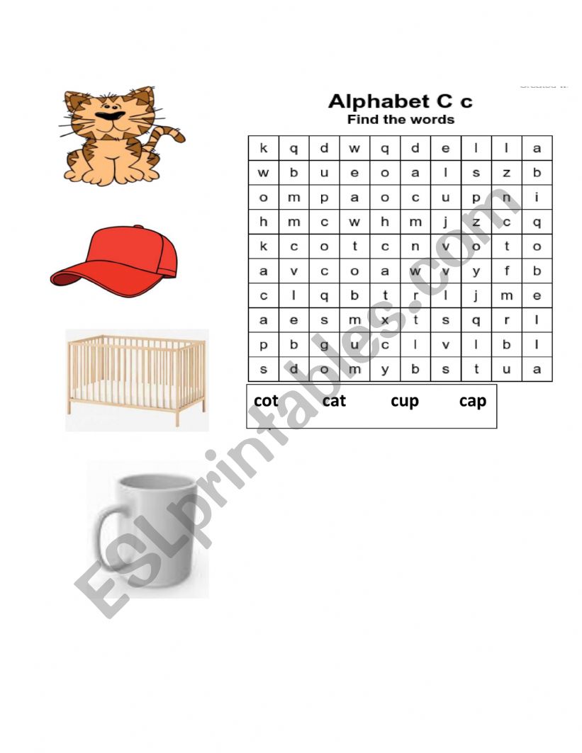 word search for words begining with c