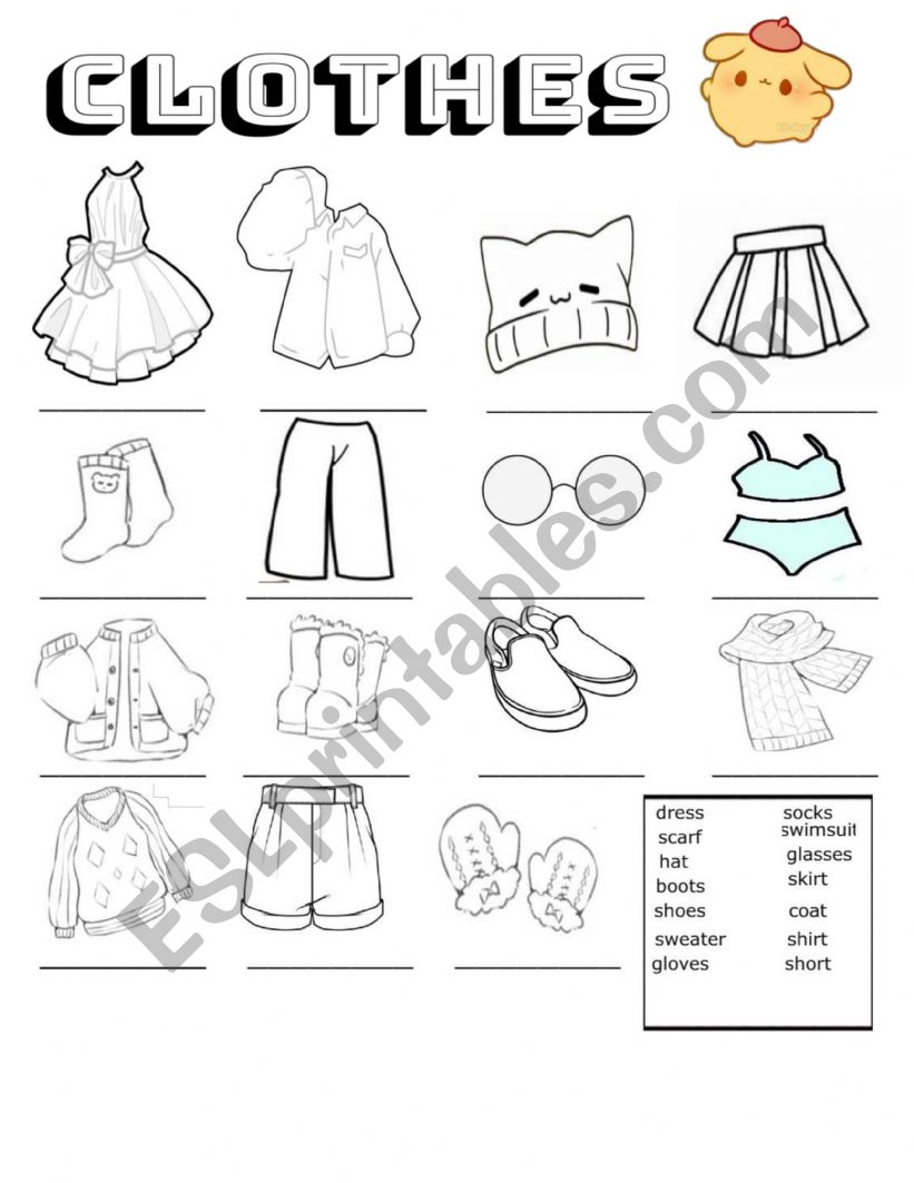 CLOTHES - ESL worksheet by huongtra1083
