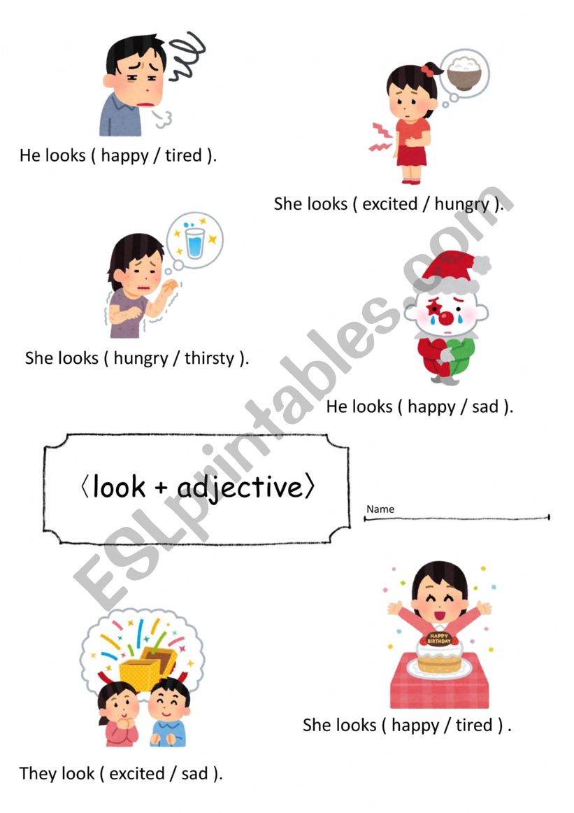 look + adjective worksheet