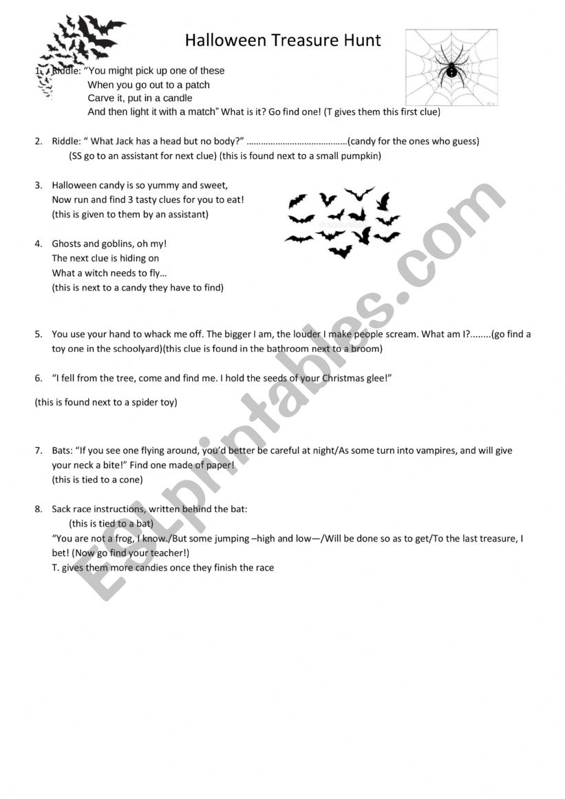 Halloween Treasure hunt worksheet