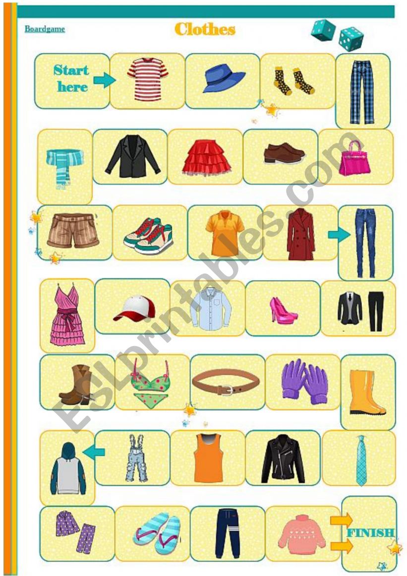 Clothes - Boardgame worksheet