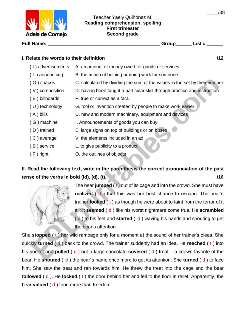 reading comprehension  worksheet