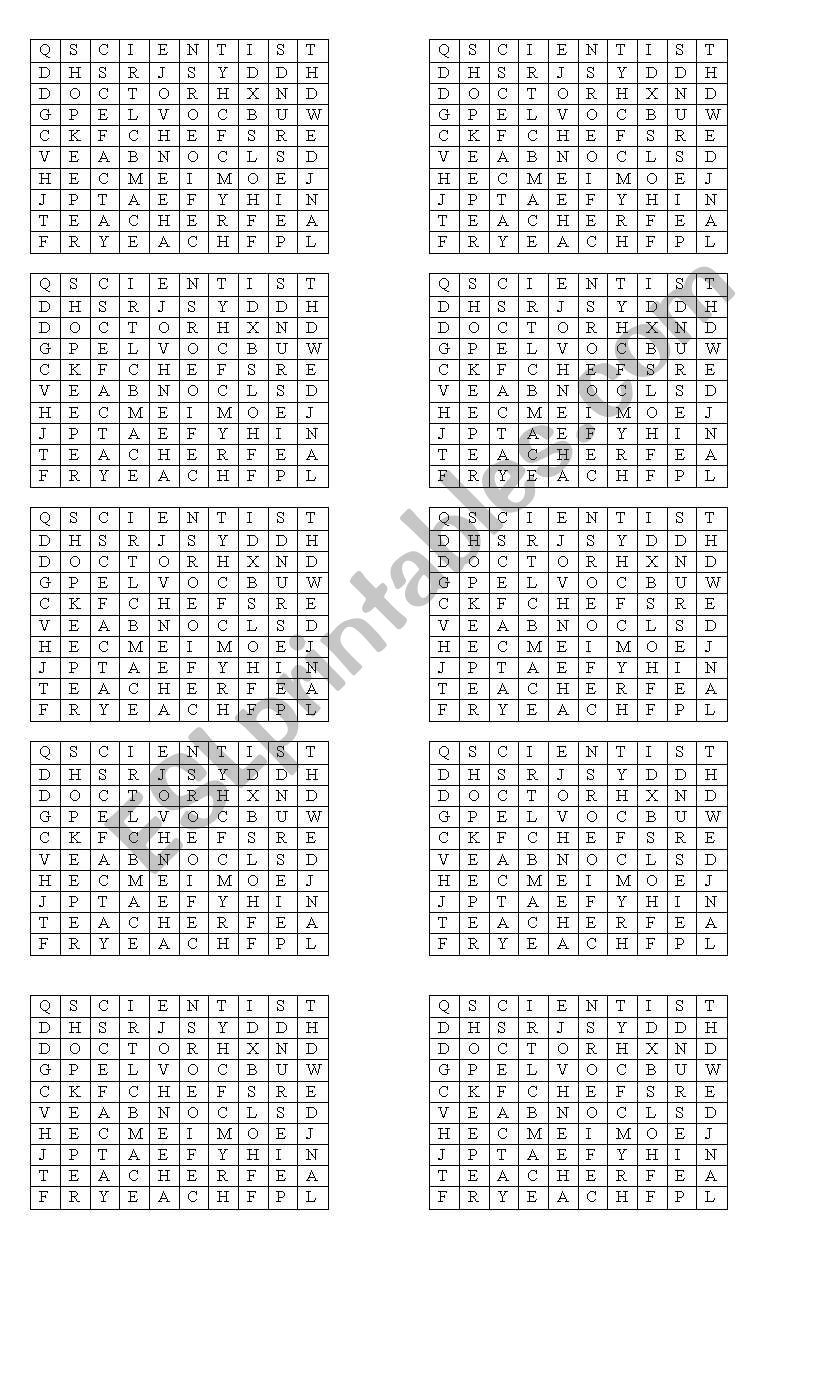 Jobs Wordsoup worksheet