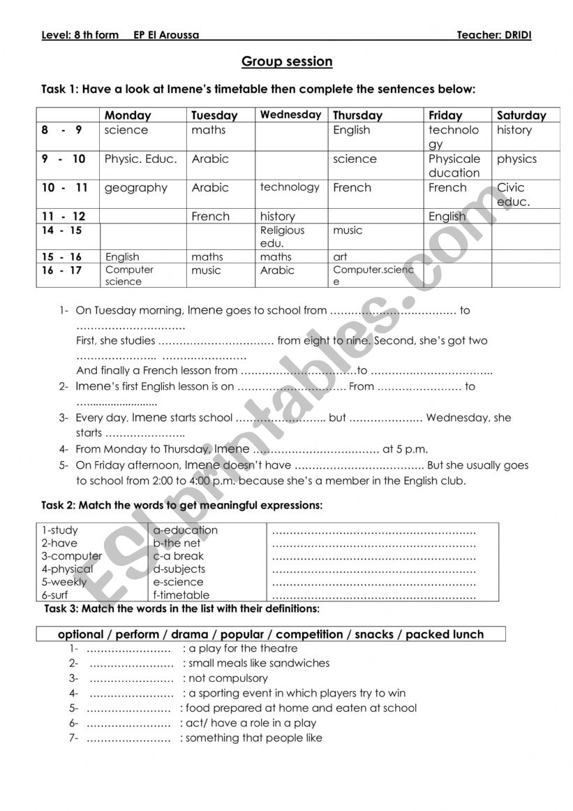 8th group session module 2 worksheet