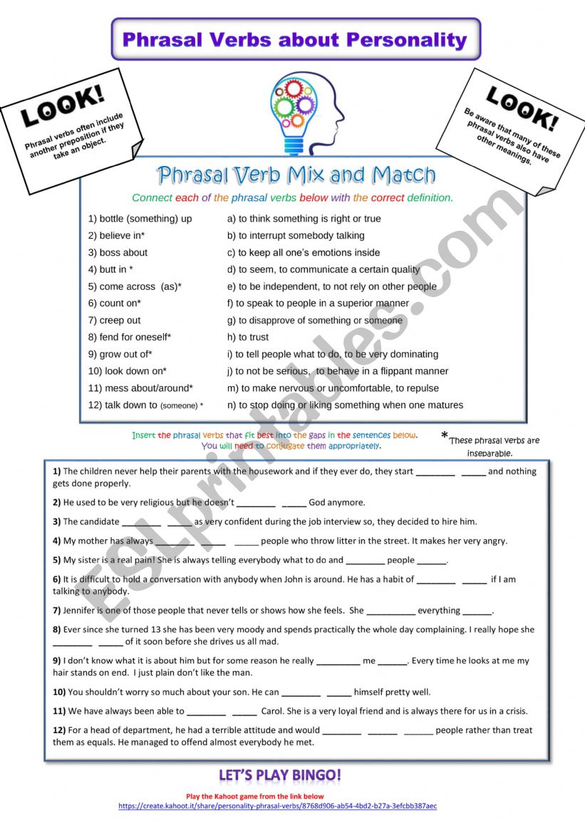 Personality Phrasal Verbs (Short version) 