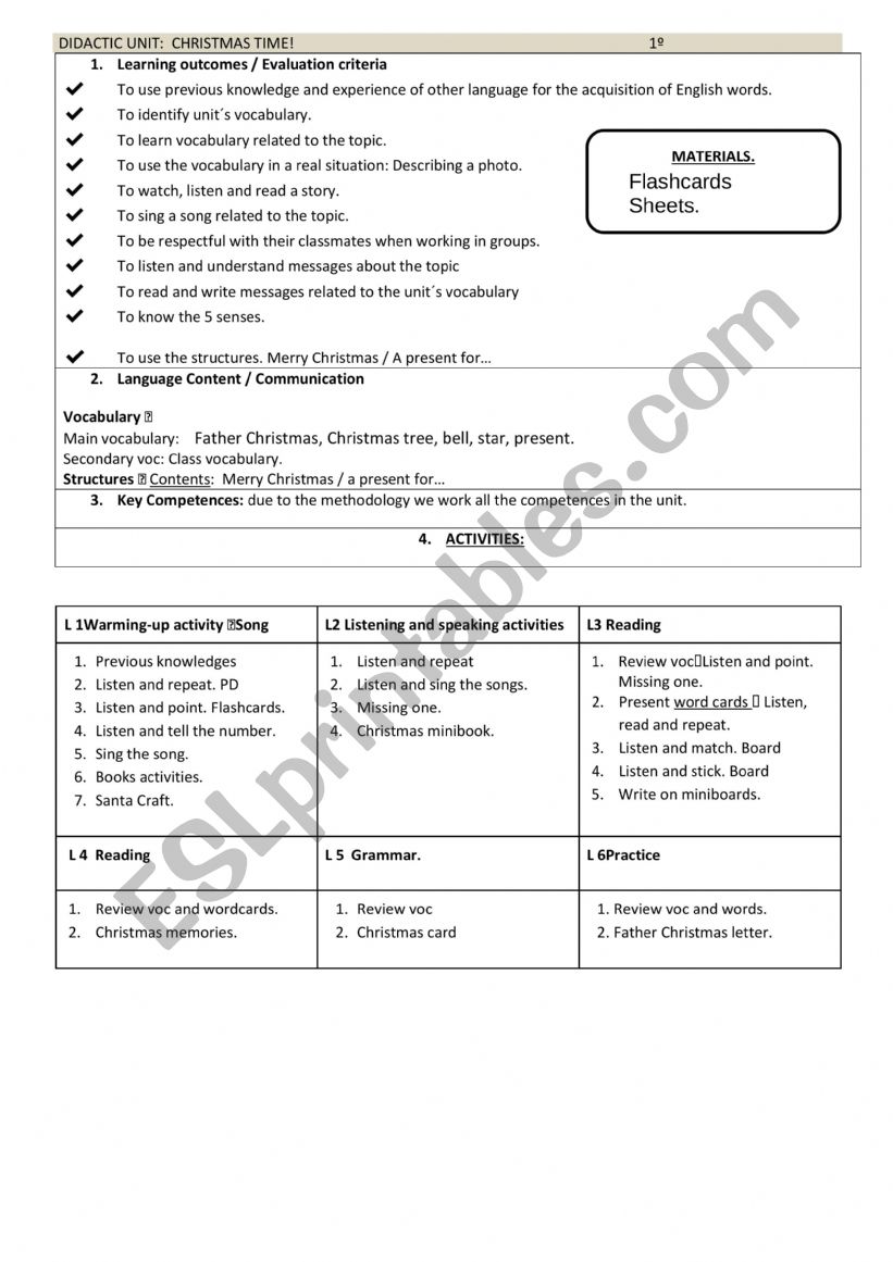 Christmas Unit worksheet