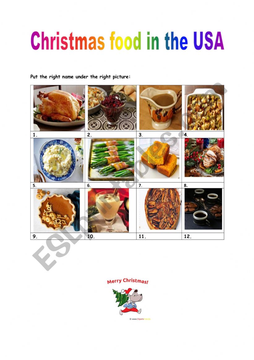 Christmas food in the USA worksheet