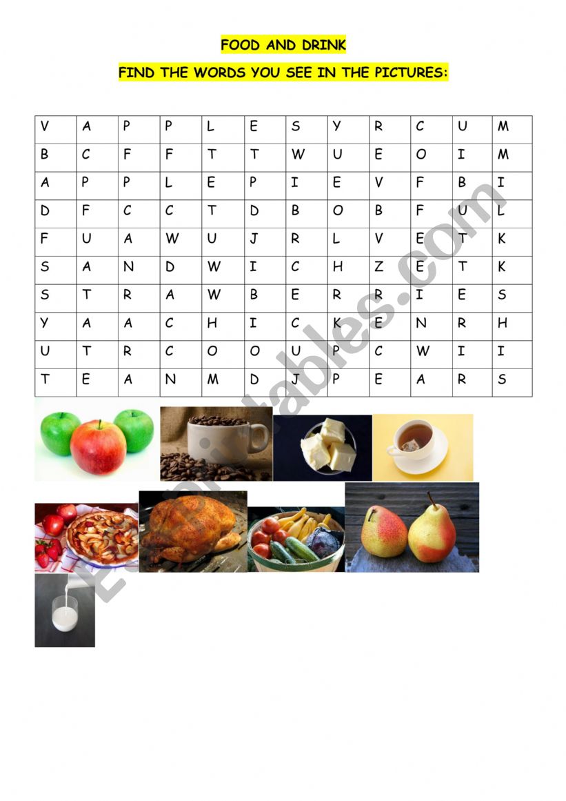 FOOD AND DRINK CROSSWORD + KEY