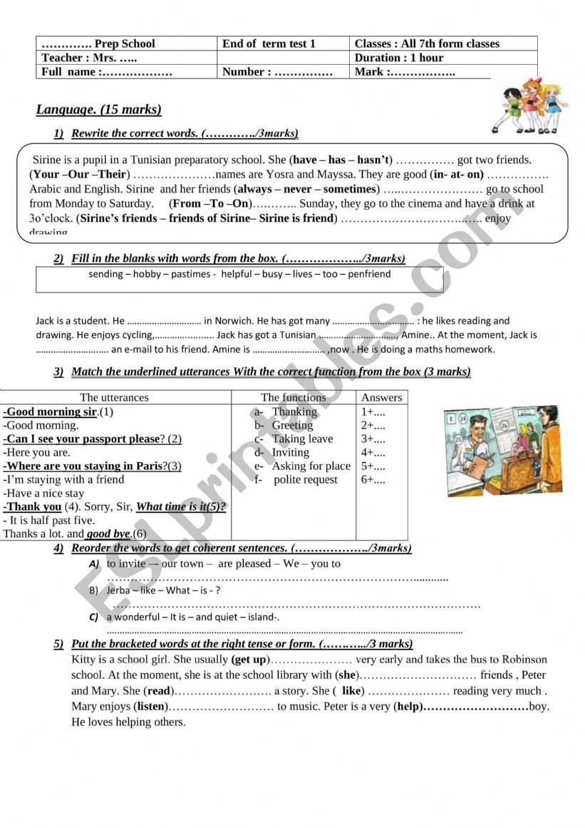 End of termtest#1 worksheet