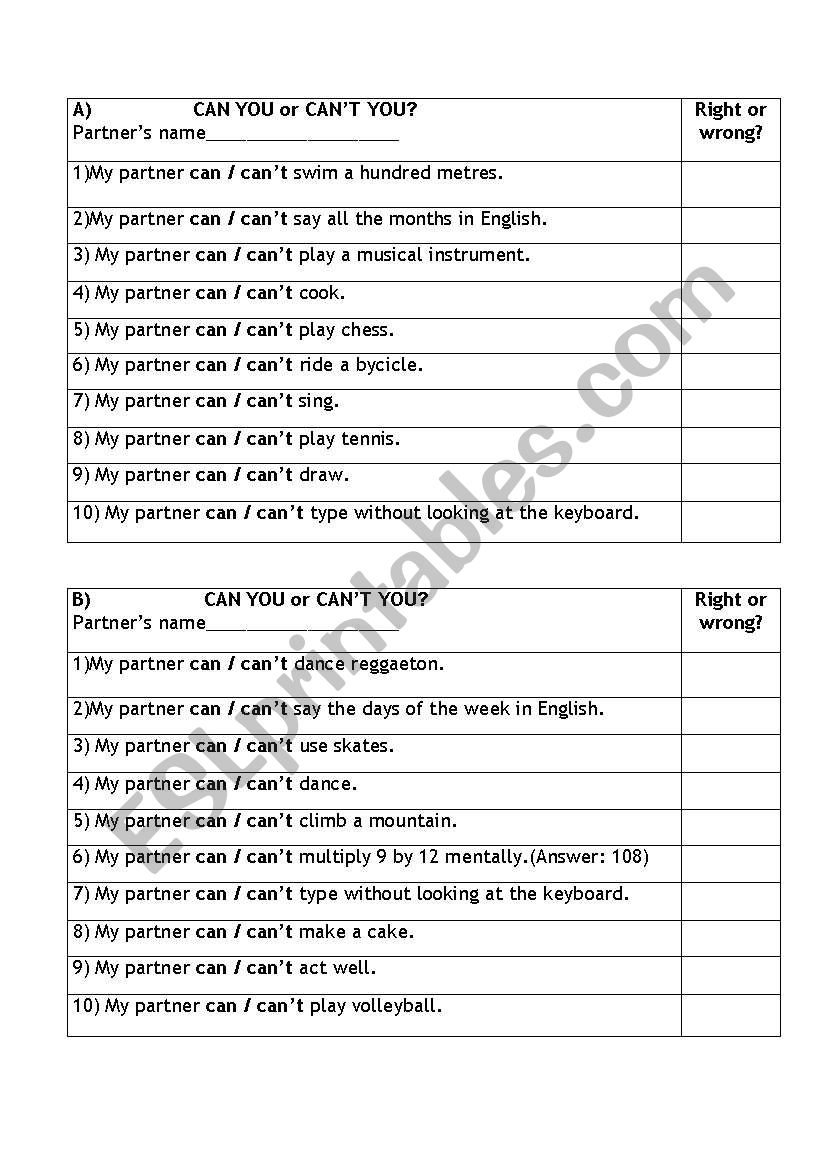 can and cant worksheet