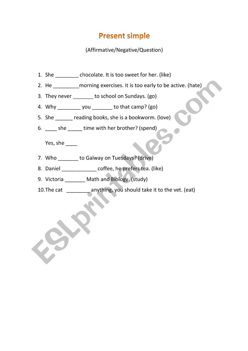 Present simple  worksheet