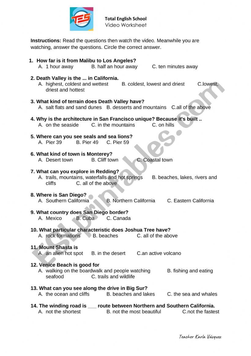 Video Worksheet Superlatives worksheet