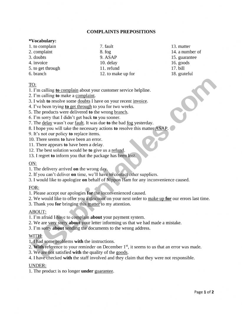 business English worksheet