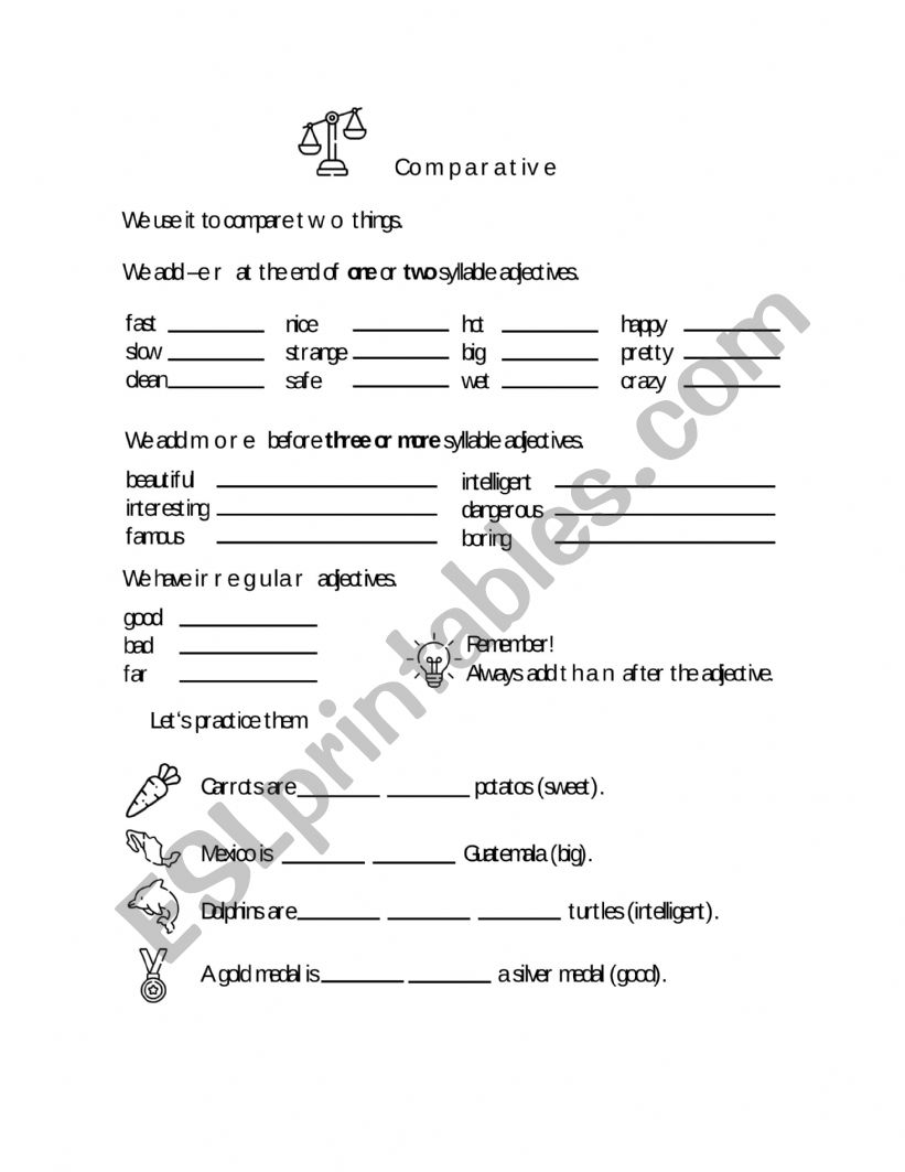 Comparative worksheet