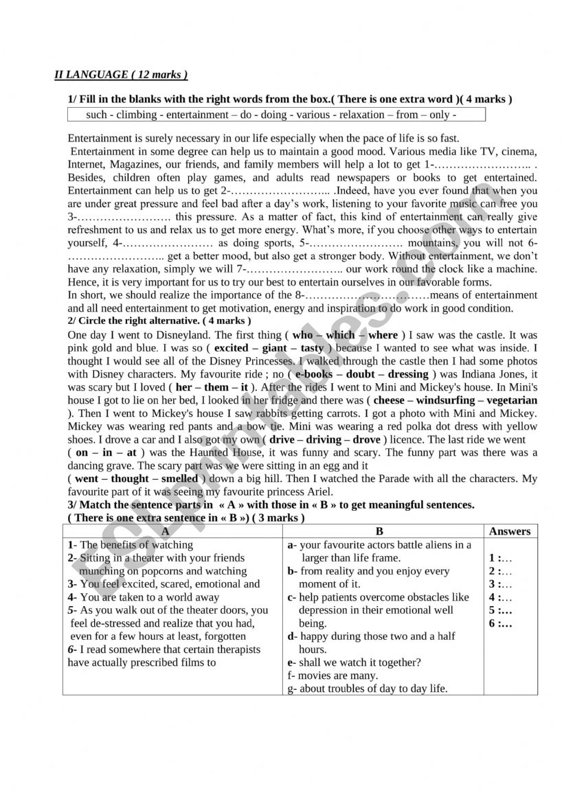 Language 9th grade. worksheet