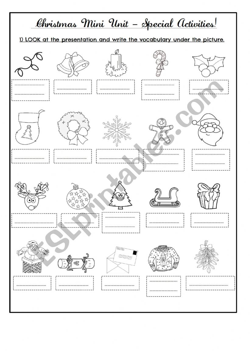 Merry Christmas Mini Squence. VOCABULARY