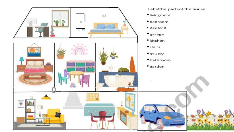 Label the parts of the house worksheet