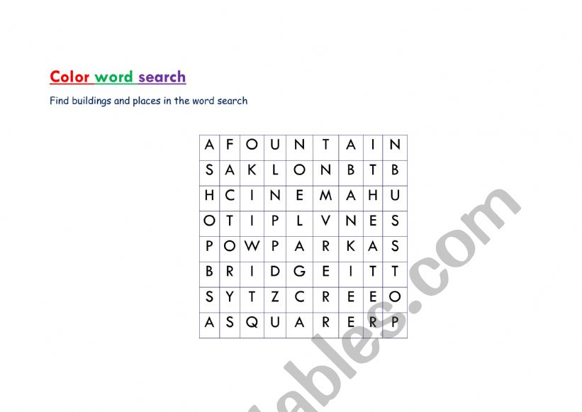 Where I live worksheet