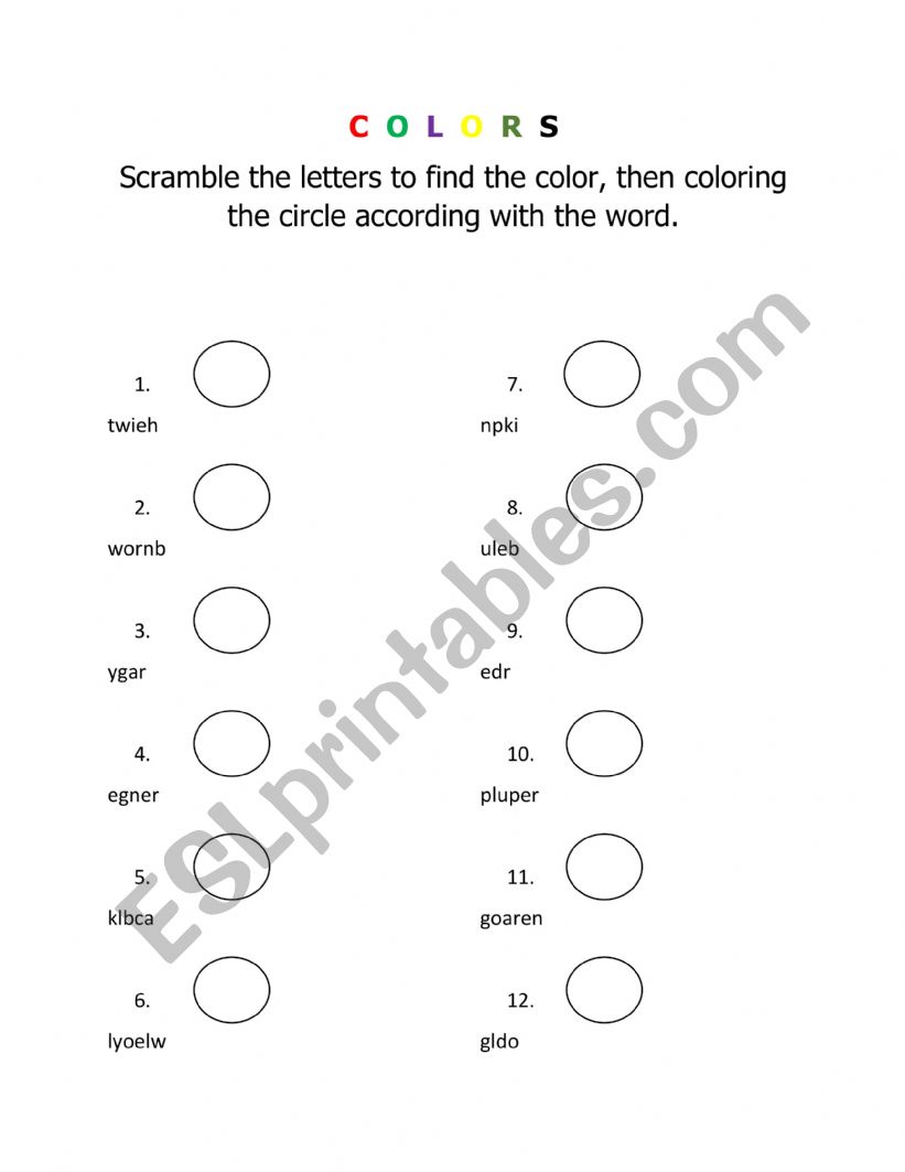 Colors worksheet