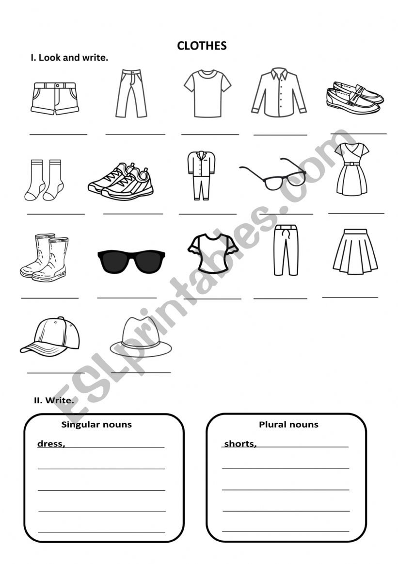 Clothes worksheet