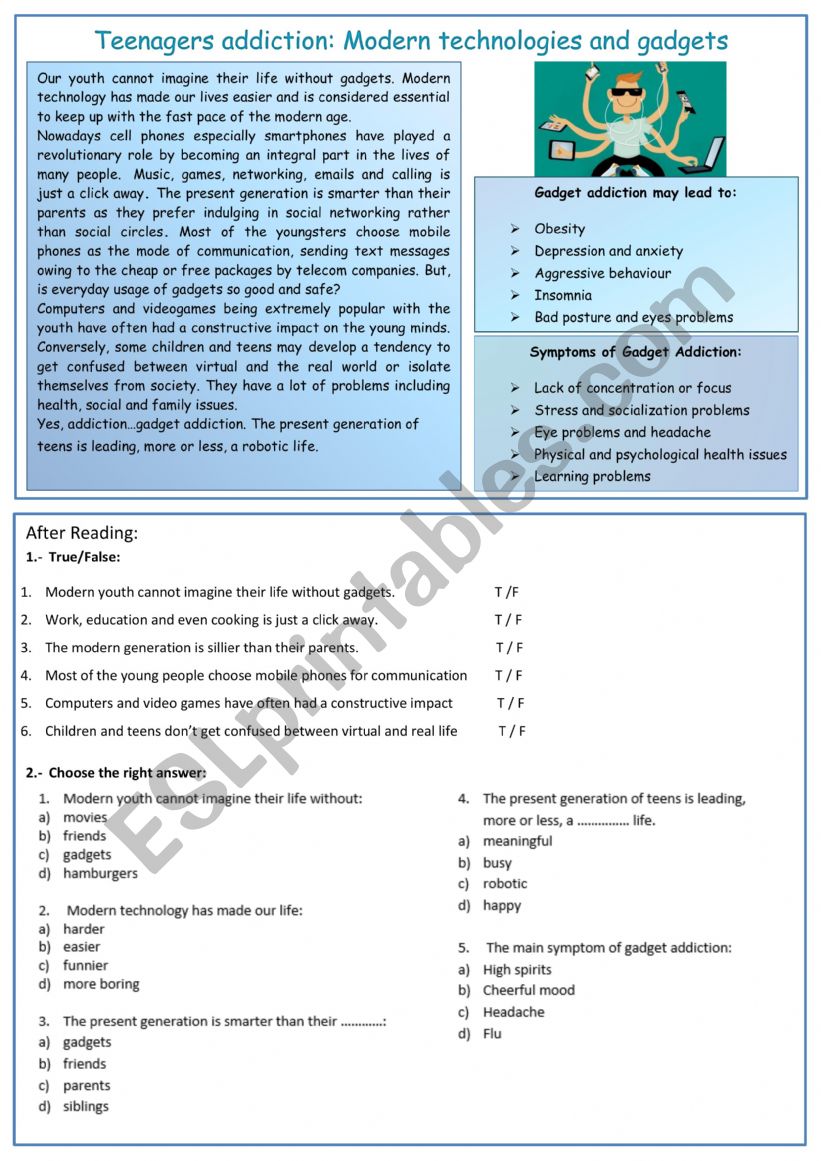 gadgets worksheet