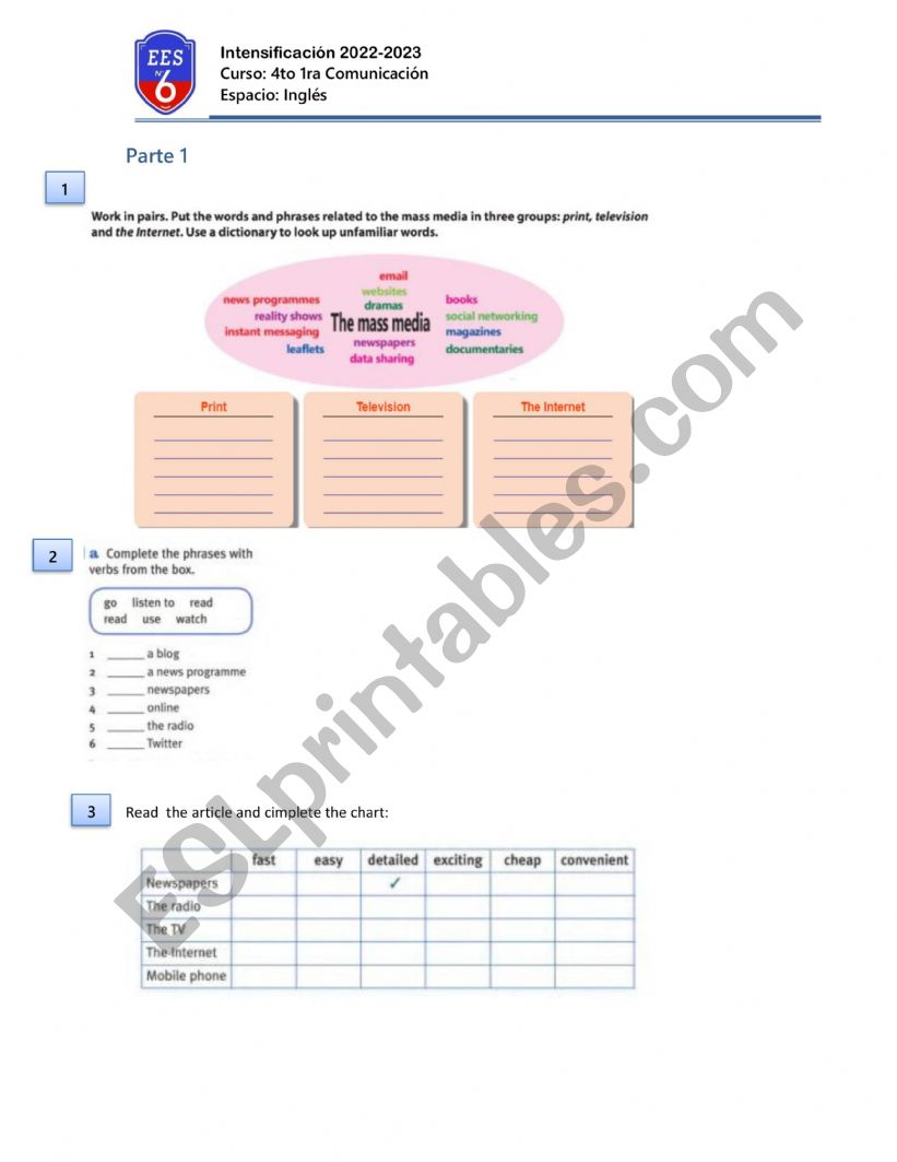 Comparatives and mass media worksheet