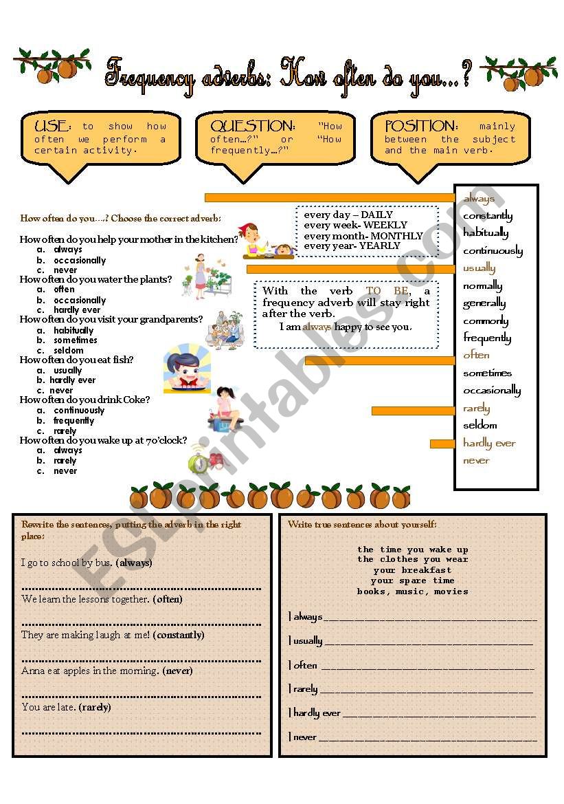 How often do you...? worksheet