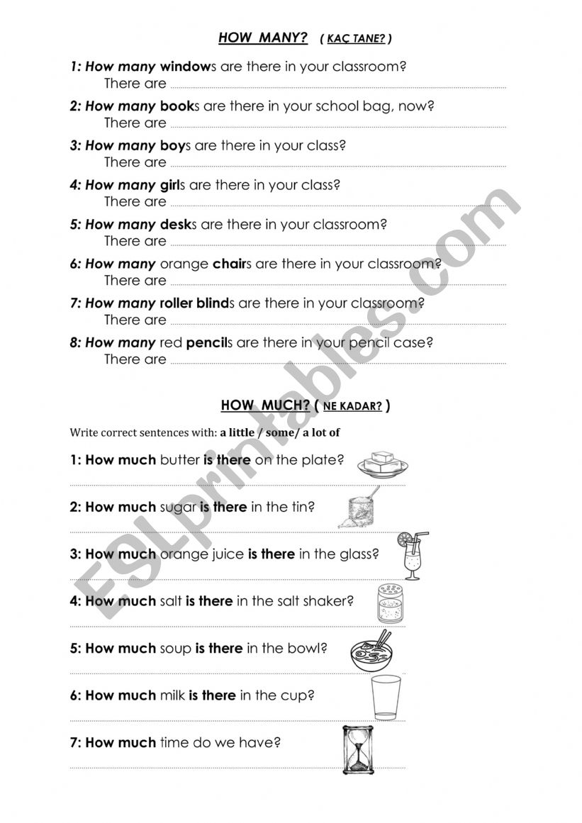 HOW MUCH - HOW MANY worksheet