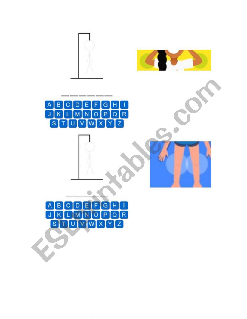 Body parts hangman 1 worksheet